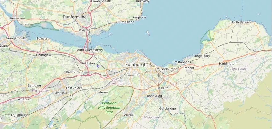 Map of the Edinburgh area